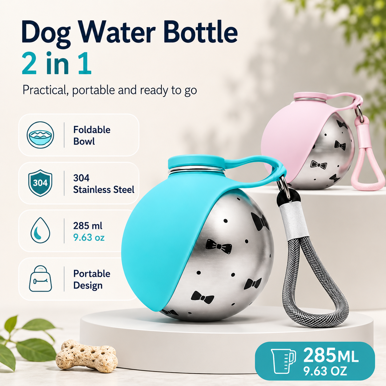 Pomeranian Travel Water Bottle