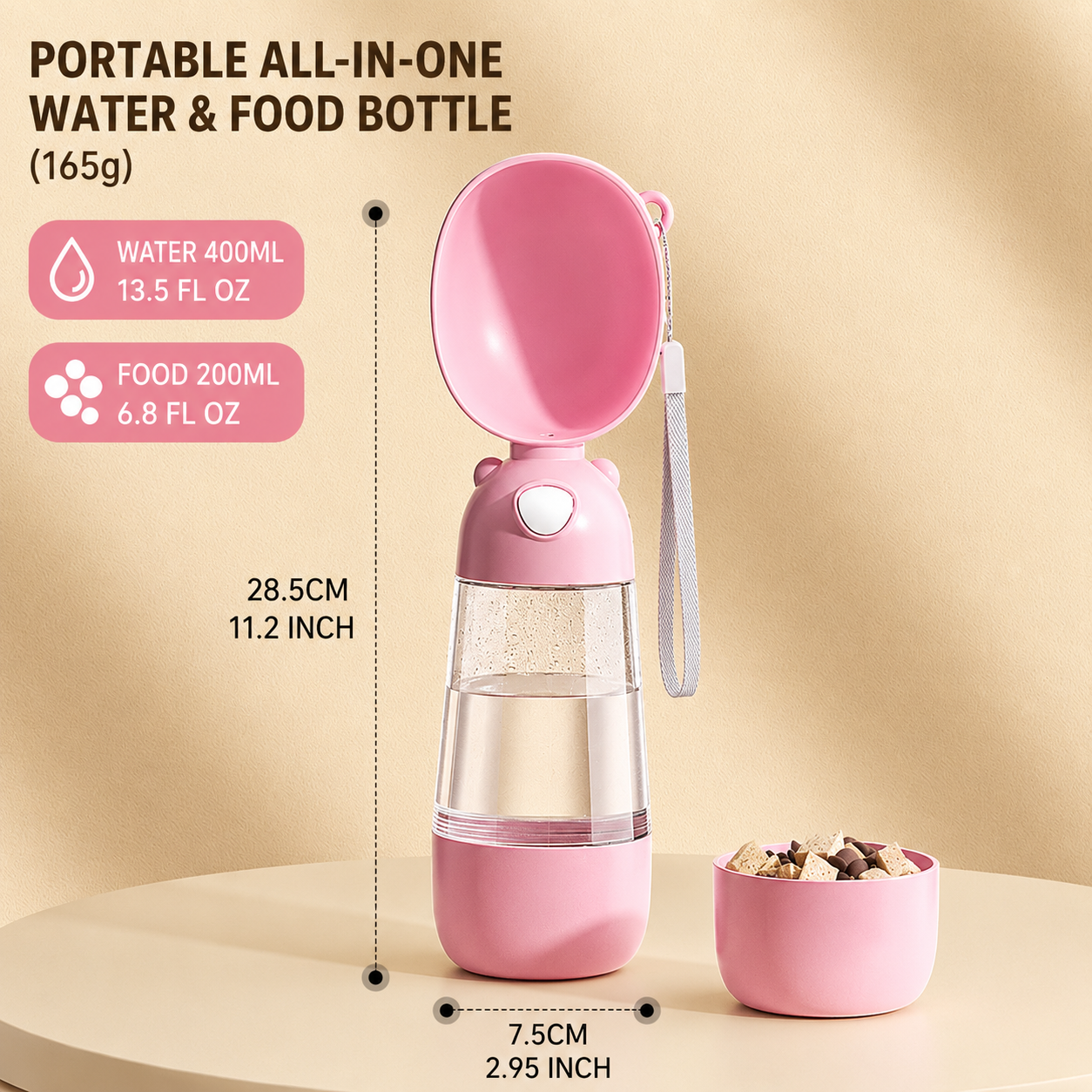 Pomeranian 2-in-1 Water & Food Bottle