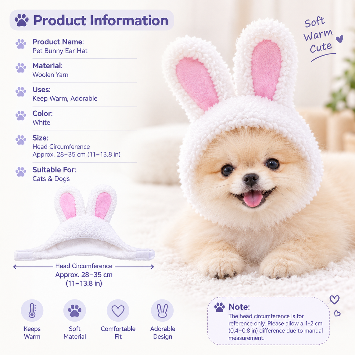Pet Bunny Ear Hat