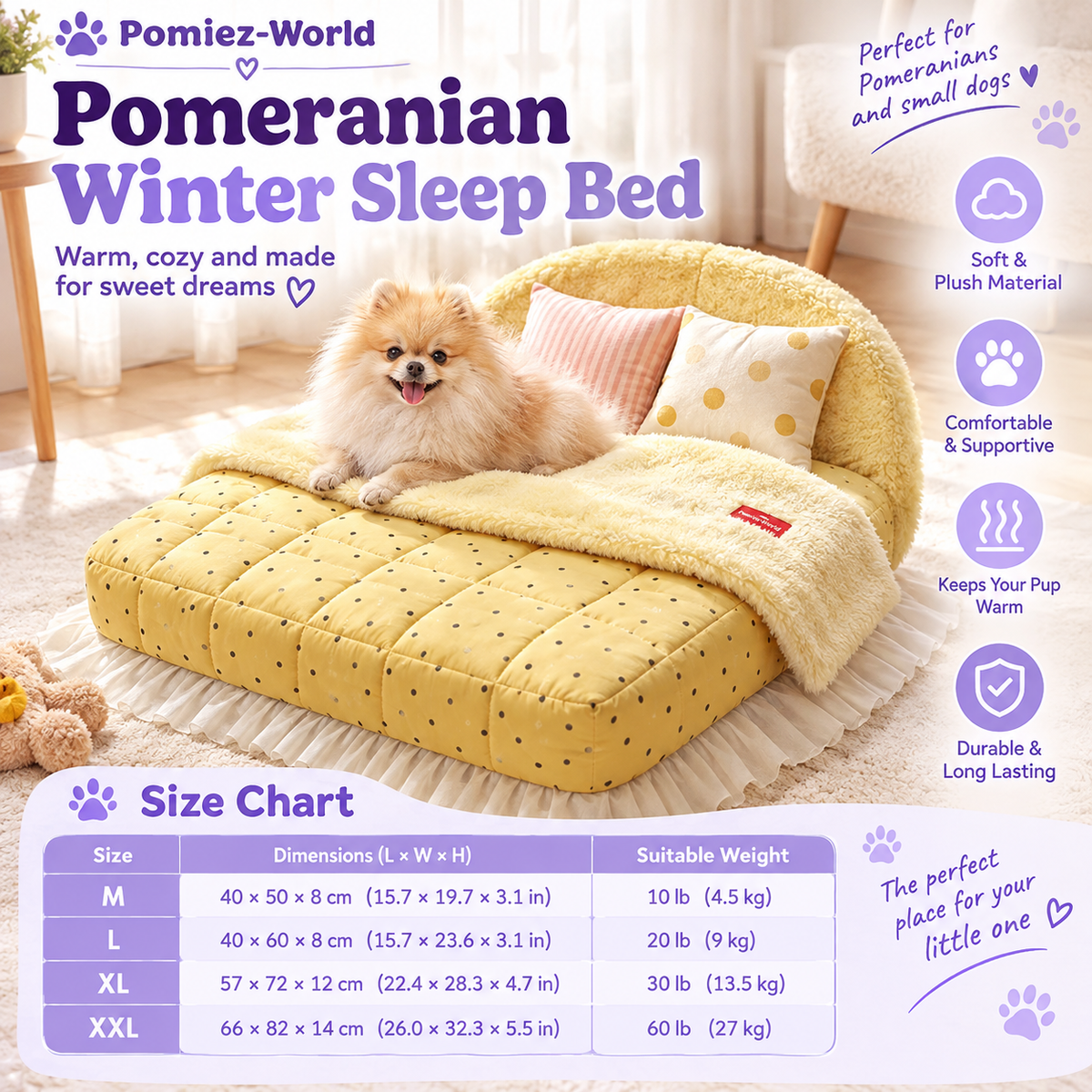 Pomeranian Bed with Blanket & Pillow