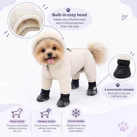 Pomeranian Winter Snowsuit with Boots
