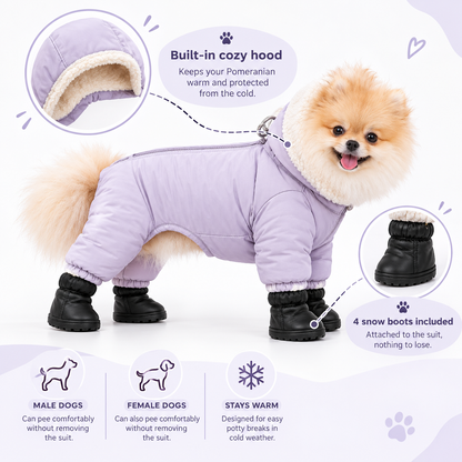 Pomeranian Winter Snowsuit with Boots