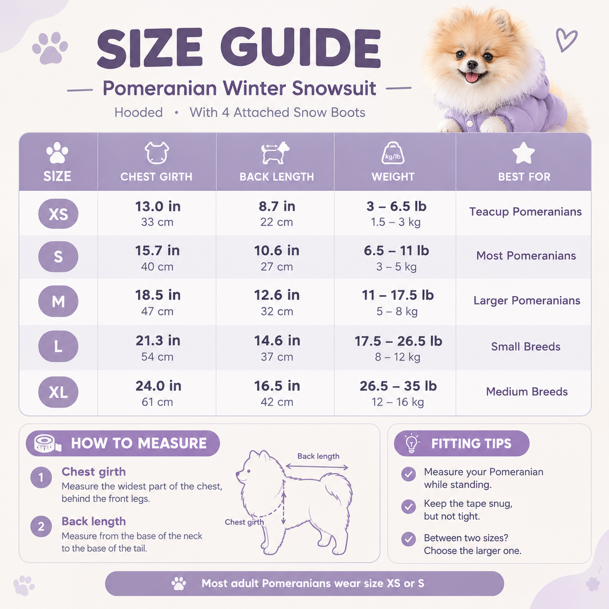 Pomeranian Winter Snowsuit with Boots