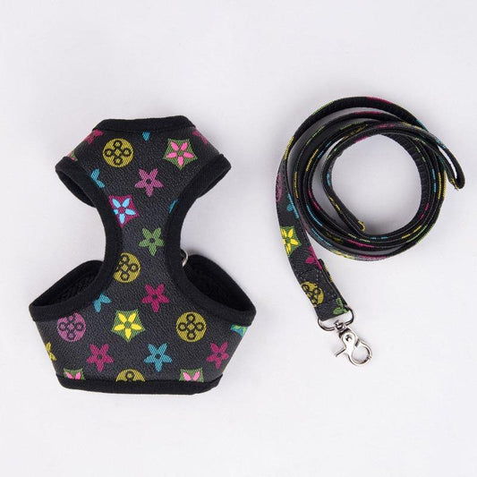 Louie Black Harness and Leash Set